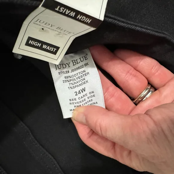 NWT Judy Blue High Waist Tummy Control Destroyed Black Flare Jeans Size 24W