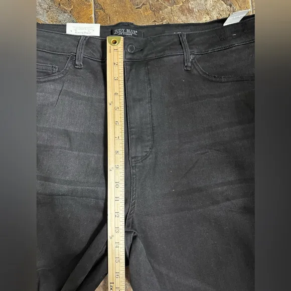 NWT Judy Blue High Waist Tummy Control Destroyed Black Flare Jeans Size 24W