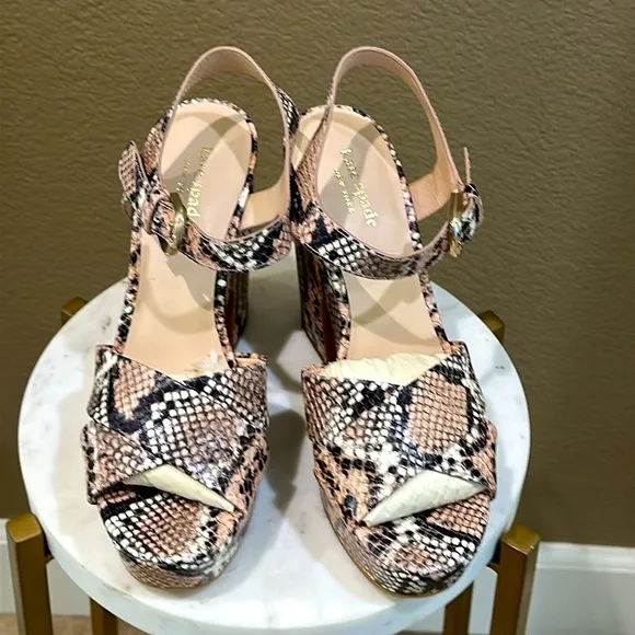 NWT  Kate Spade Leather Snakeskin Platform Sandals
