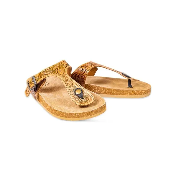 NWT Leather Embossed Western Boho Sandals