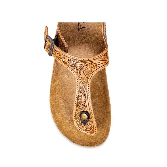 NWT Leather Embossed Western Boho Sandals