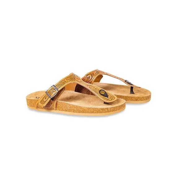 NWT Leather Embossed Western Boho Sandals