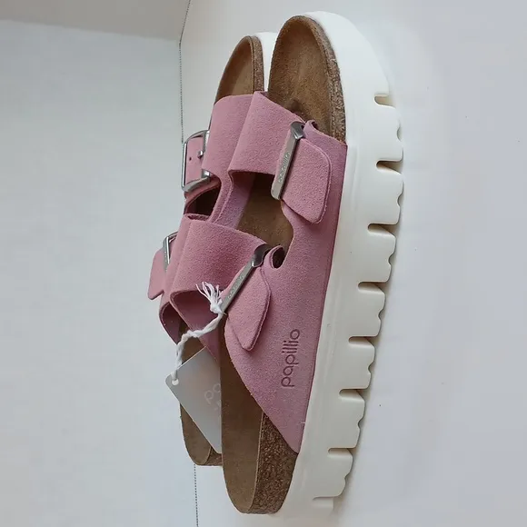 NWT Papillio × By Birkenstock Arizona Chunky Candy Pink Suede Sandals Size 39