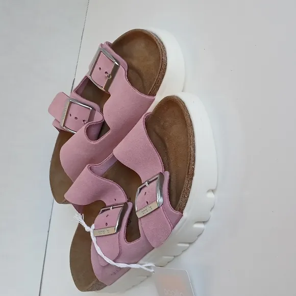 NWT Papillio × By Birkenstock Arizona Chunky Candy Pink Suede Sandals Size 39