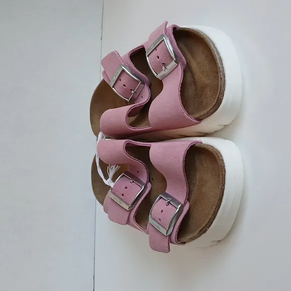 NWT Papillio × By Birkenstock Arizona Chunky Candy Pink Suede Sandals Size 39