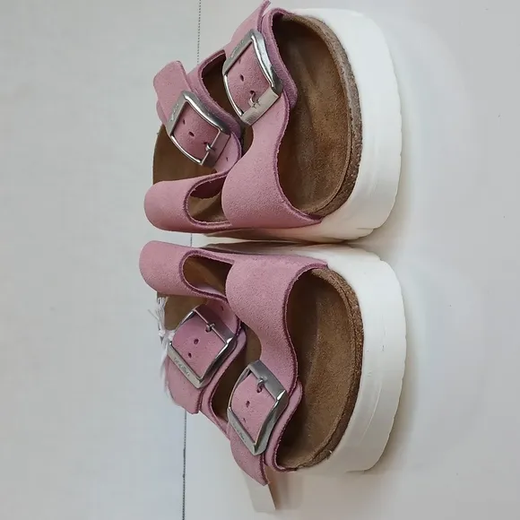 NWT Papillio × By Birkenstock Arizona Chunky Candy Pink Suede Sandals Size 39