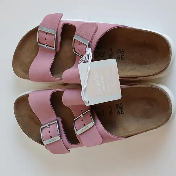 NWT Papillio × By Birkenstock Arizona Chunky Candy Pink Suede Sandals Size 39