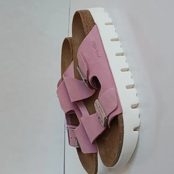 NWT Papillio × By Birkenstock Arizona Chunky Candy Pink Suede Sandals Size 39