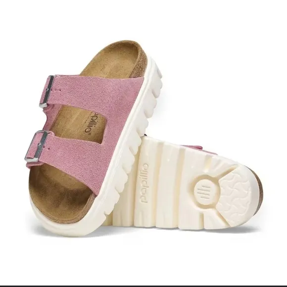 NWT Papillio × By Birkenstock Arizona Chunky Candy Pink Suede Sandals Size 39