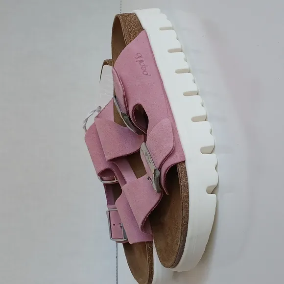 NWT Papillio × By Birkenstock Arizona Chunky Candy Pink Suede Sandals Size 39