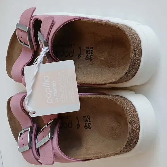 NWT Papillio × By Birkenstock Arizona Chunky Candy Pink Suede Sandals Size 39