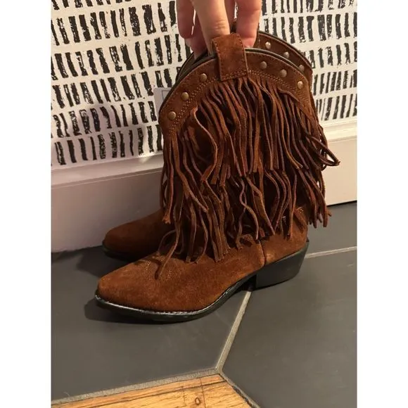 NWT SMOKY MOUNTAIN BOOTS Girls Wisteria Western Boots Sz 1 youth Brown fringe