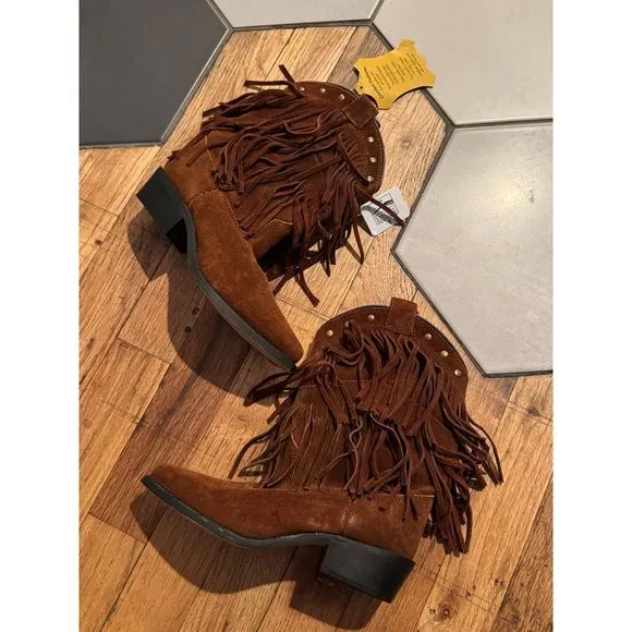NWT SMOKY MOUNTAIN BOOTS Girls Wisteria Western Boots Sz 1 youth Brown fringe