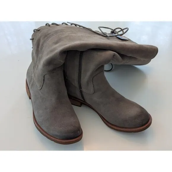 NWT Sofft Sharnell II Waterproof Pietra Gray Suede Adjust Lace Up Tall Boots 6M