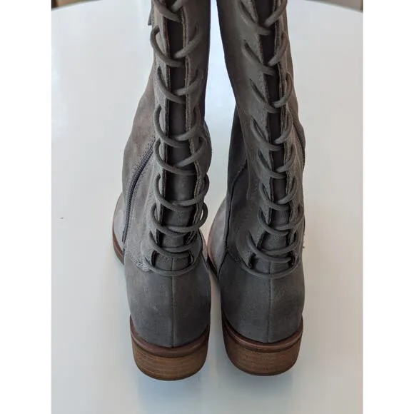 NWT Sofft Sharnell II Waterproof Pietra Gray Suede Adjust Lace Up Tall Boots 6M