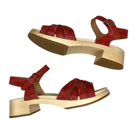 NWT Swedish Hasbeens New Braided Sandals 39 / 9 Rost Rust Suede Leather