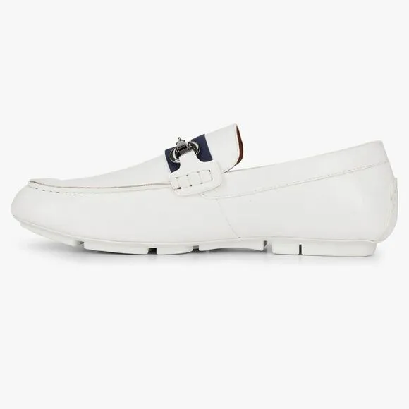 NWT Van Heusen Flex Rufus 12 Men White Leather Memory Foam Dress Loafers Shoes