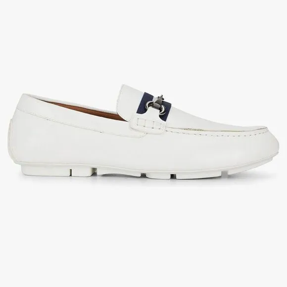 NWT Van Heusen Flex Rufus 12 Men White Leather Memory Foam Dress Loafers Shoes