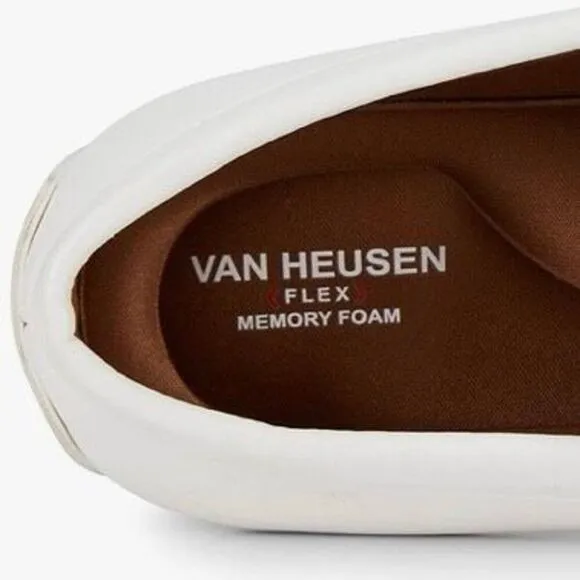 NWT Van Heusen Flex Rufus 12 Men White Leather Memory Foam Dress Loafers Shoes