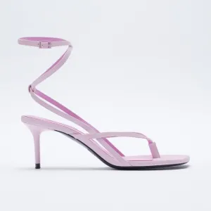 NWT ZARA Heeled Leather Square Toe Sandals 10/41