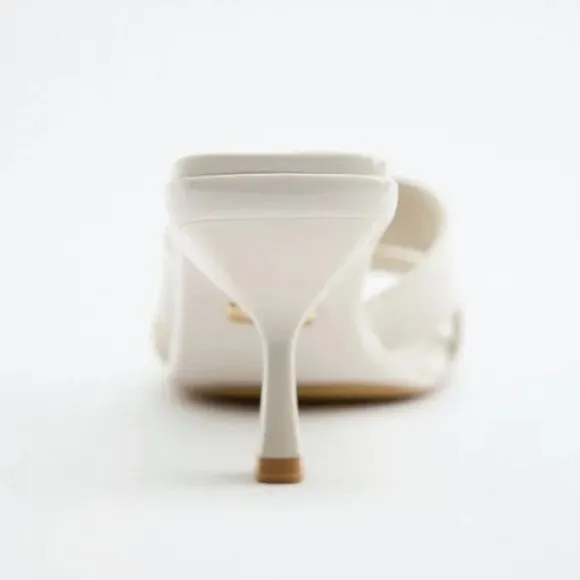 NWT. Zara White Padded High Heel Sandals. Size 6.