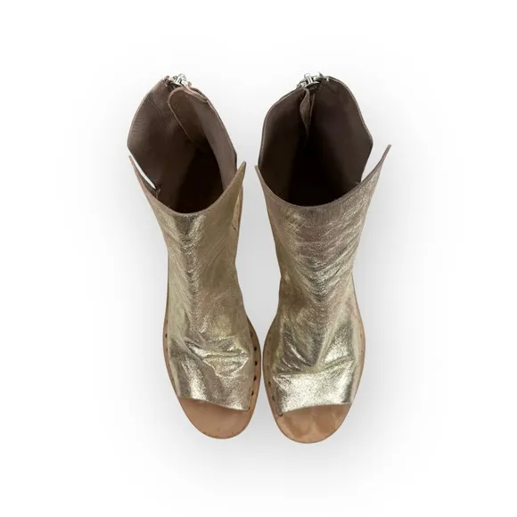 Officine Creative ✿ Handmade Open Toe Heeled Boot Sandals ✿ Metal Gold ✿ 39.5