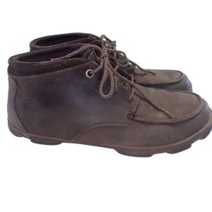 OluKai Hamakua Boots Mens Size 10 Leather Chukka Saddle Shoes Brown Comfort