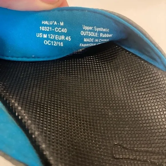 Olukai Mens HALU'A Gray White Open Toe Slip On Flip Flop Sandals Size US 12
