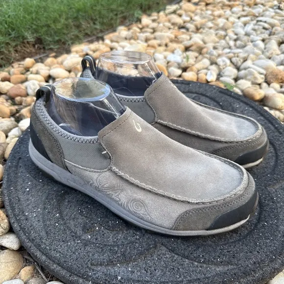 Olukai Men's Kama Hele Slip-On Light Brown Leather Shoes Size 10M