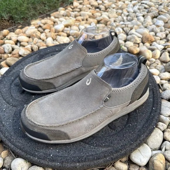 Olukai Men's Kama Hele Slip-On Light Brown Leather Shoes Size 10M