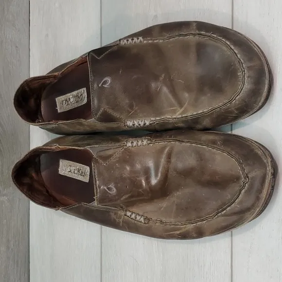 Olukai Mens Moloa Leather Loafer Slip on shoes sz 13