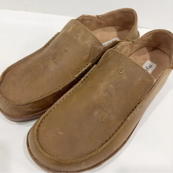 Olukai Moloa Men’s Leather Loafer Slip On Shoes