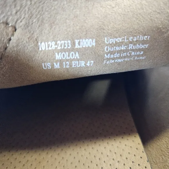 OluKai Moloa Shoes Men's sz 12 47 Brown Tan Leather Drop Heel Slip On Loafer