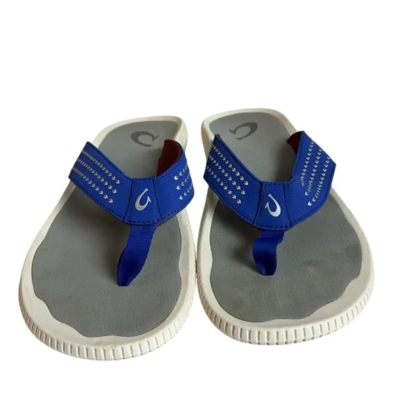 Olukai Ulele Flip Flops Blue Thong Sandals Shoes Comfort Beach Mens US 11 EU 44