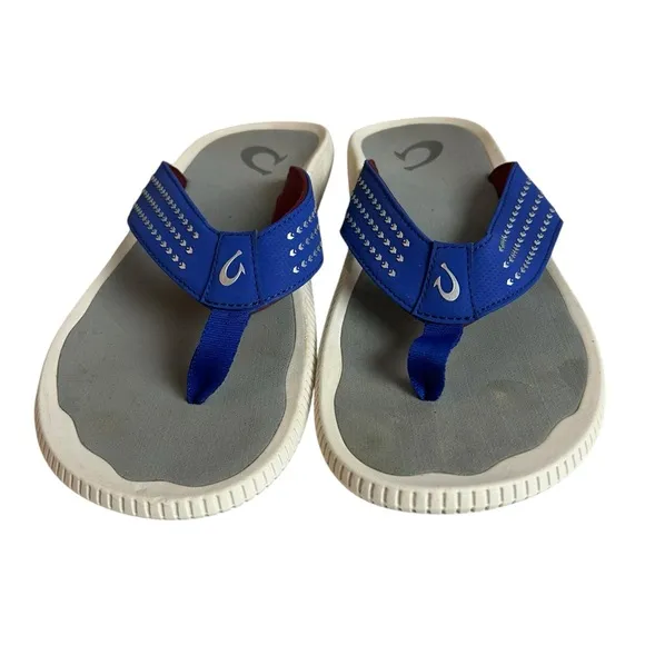 Olukai Ulele Flip Flops Blue Thong Sandals Shoes Comfort Beach Mens US 11 EU 44