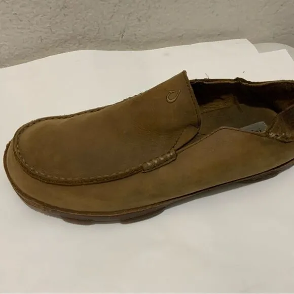 Olukai Moloa Men's Size 10 Brown Leather Slip On Shoes