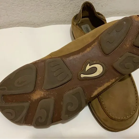 Olukai Moloa Men's Size 10 Brown Leather Slip On Shoes