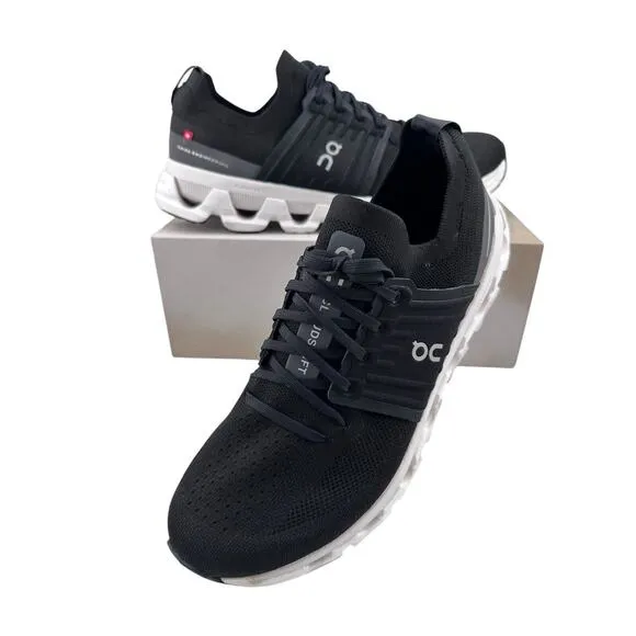 ONCloud swift 3 Men’s Rubber-Trimmed Stretch-Knit Running Sneakers Black Sz 9.5