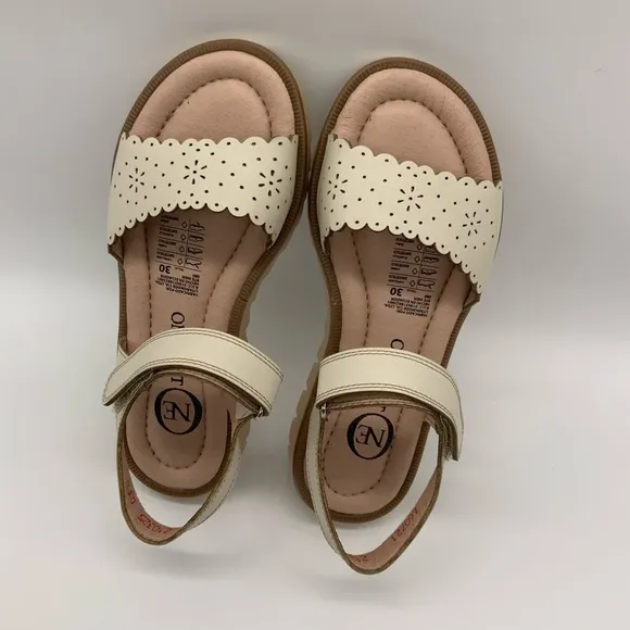 One35 Ankle Strap Sandals,Beige Vegan Leather. Various Size