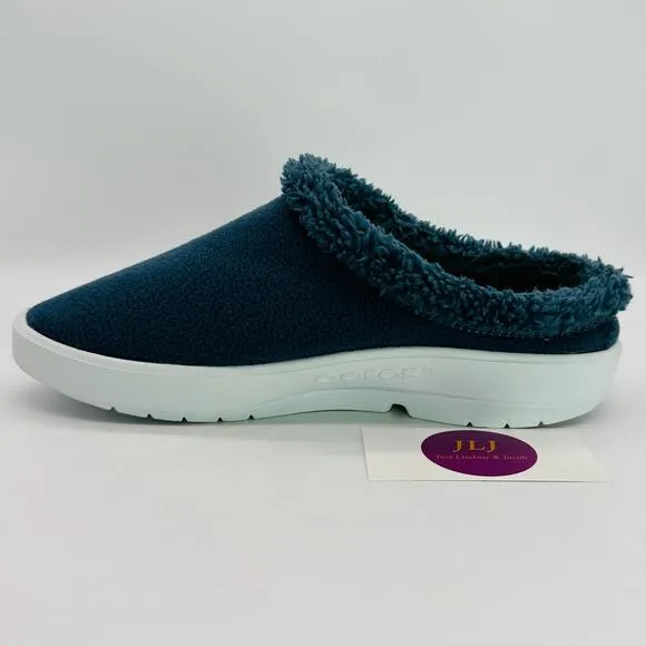 OOFOS Men's OOcoozie Mule Slip On Recovery Shoes Moroccan Blue Sherpa Size 8