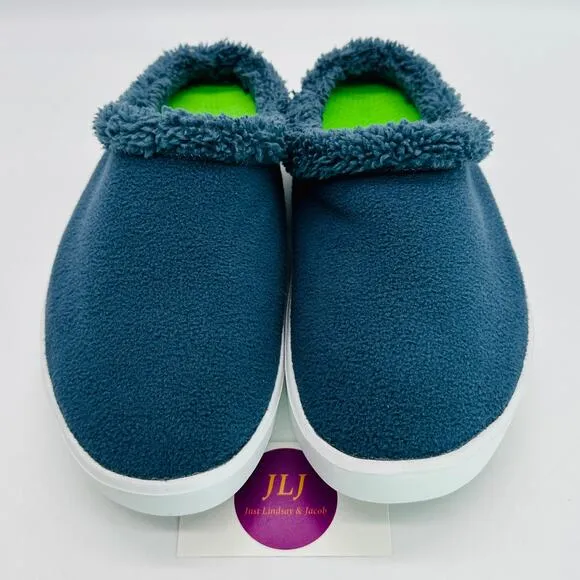 OOFOS Men's OOcoozie Mule Slip On Recovery Shoes Moroccan Blue Sherpa Size 8