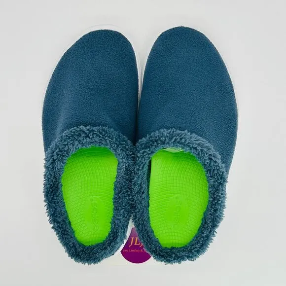 OOFOS Men's OOcoozie Mule Slip On Recovery Shoes Moroccan Blue Sherpa Size 8