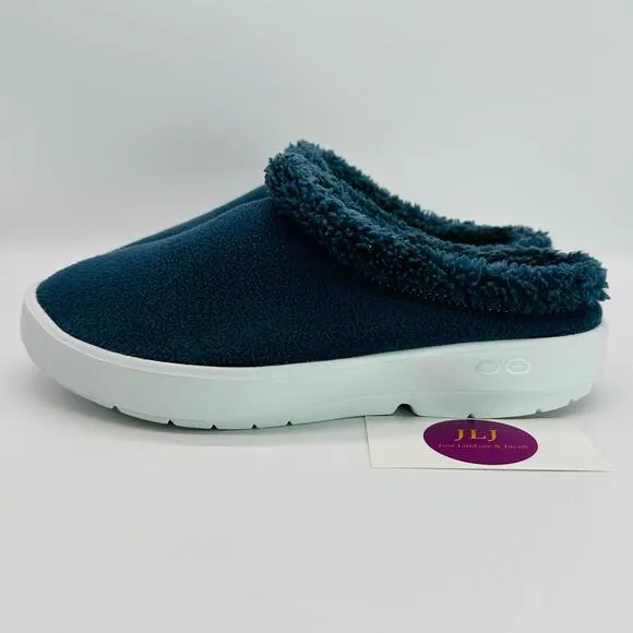 OOFOS Men's OOcoozie Mule Slip On Recovery Shoes Moroccan Blue Sherpa Size 8