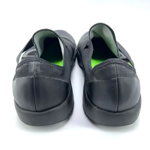 OOFOS Mens Size US 12 EU 45 OOMG Fibre Low Black Recovery Slip On Loafer Shoes