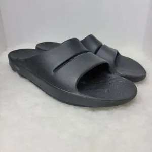 OOFOS OOahh Recovery Unisex Black Matte Sandals Shoes Size 10 M 12W