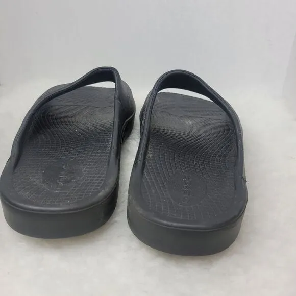 OOFOS OOahh Recovery Unisex Black Matte Sandals Shoes Size 10 M 12W
