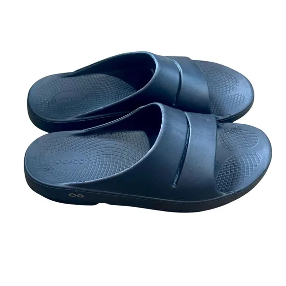 Oofos Ooahh Slides | Recovery Sport SandalsWomen Size 13/Mens 11 | Black SlipOn