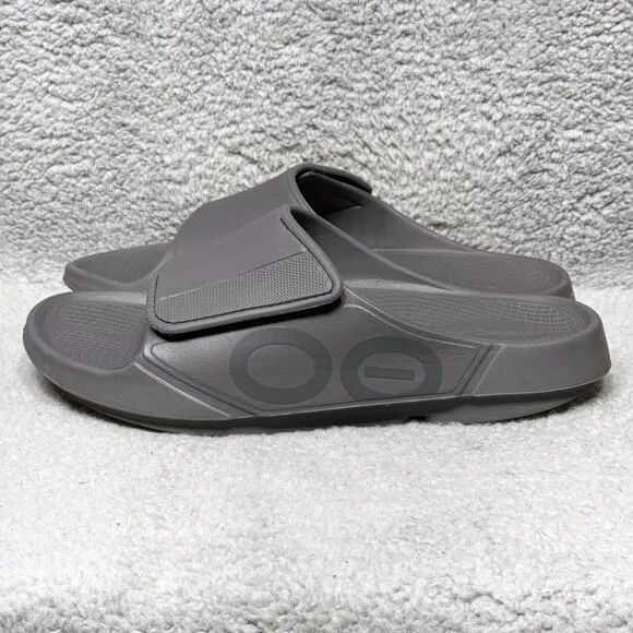 Oofos OOahh Sport Flex Mens Size 12 Slide Sandals Shoes Slate Gray Recovery