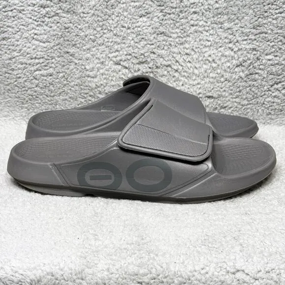 Oofos OOahh Sport Flex Mens Size 12 Slide Sandals Shoes Slate Gray Recovery