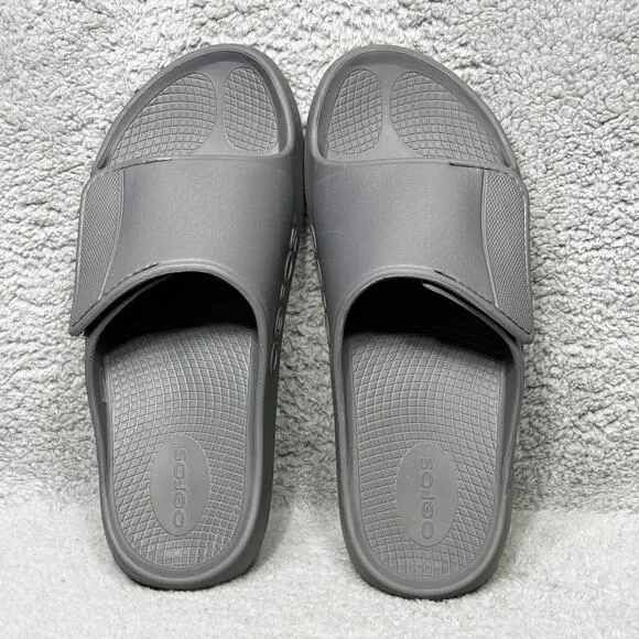 Oofos OOahh Sport Flex Mens Size 12 Slide Sandals Shoes Slate Gray Recovery